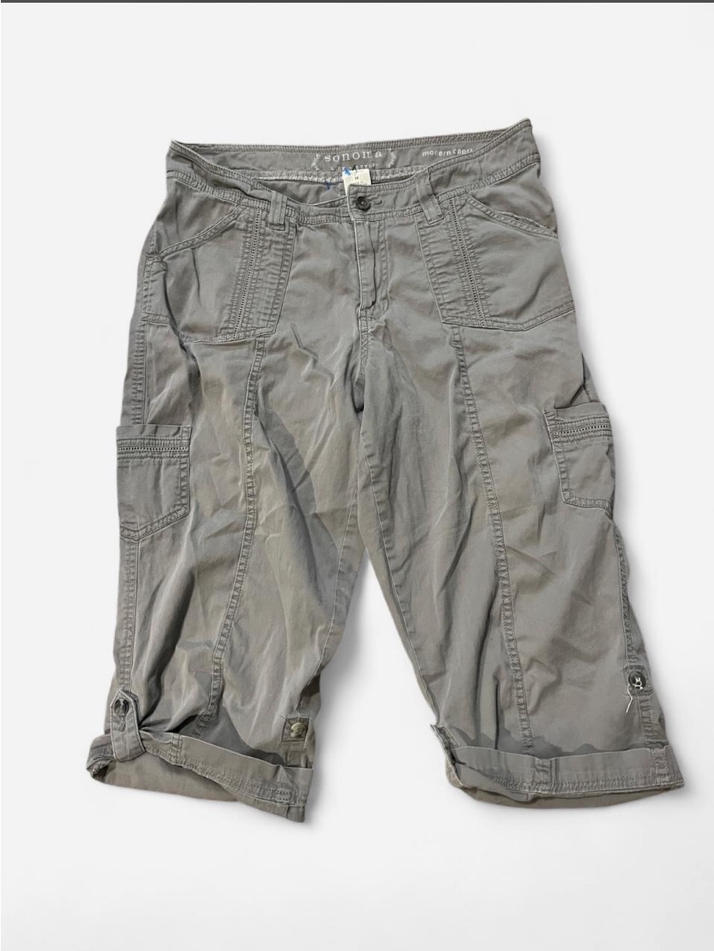 Sonoma Gray Cargo Capris with Utility Pockets